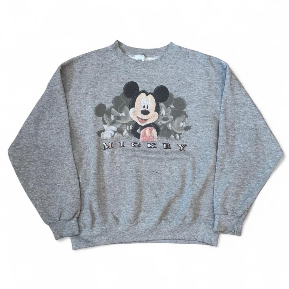 Vintage The Disney Store Mickey Mouse Grey Crewneck Sweatshirt Adult Small USA